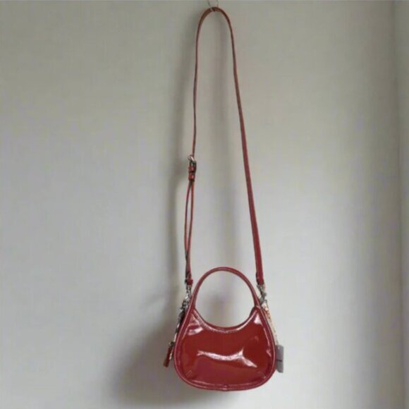 Coach Coachtopia Mini Ergo Crinkle Patent Bag Deep Orange CQ832 - Picture 8 of 12